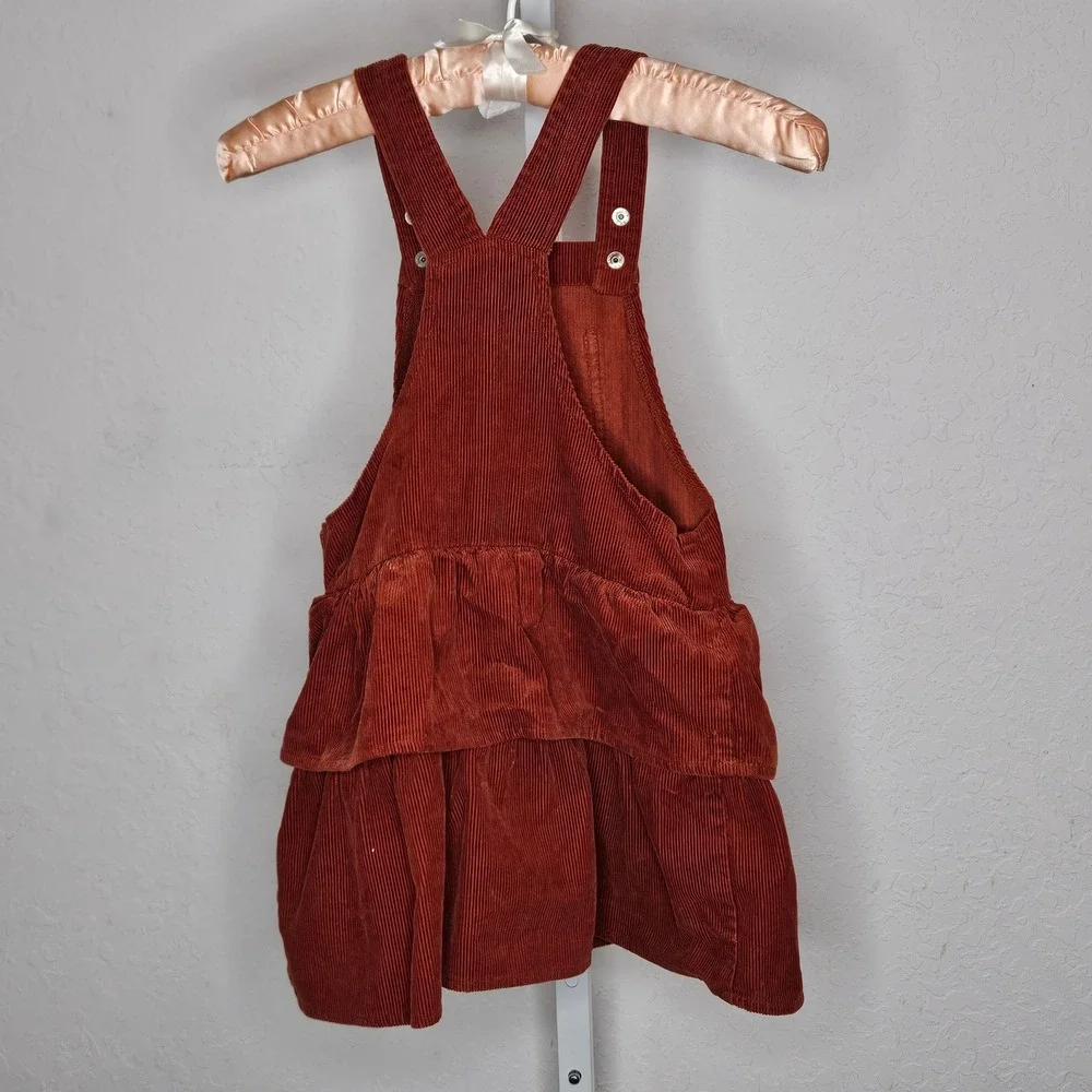 The Childrens Place Girls 5T Burnt Orange Corduroy Pumpkin Fall Jumper Dress